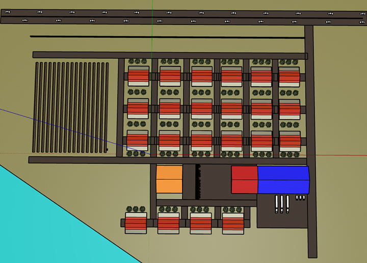 Interior render showing processing-ready crate staging